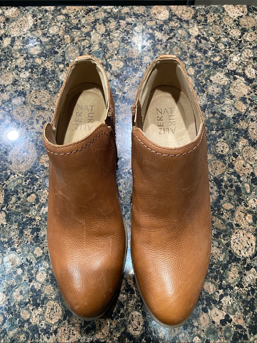 Naturalizer Cognac Leather Ankle Booties